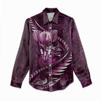 Personalised All Pink New Zealand Darts Women Casual Shirt Aoteroa Fern Maori Galaxy Style