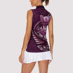 Personalised All Pink New Zealand Darts Women Sleeveless Polo Shirt Aoteroa Fern Maori Galaxy Style