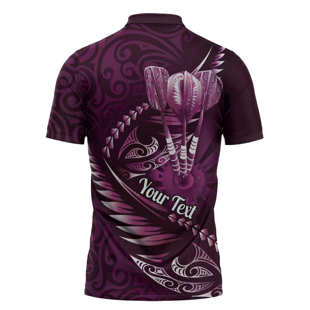 Personalised All Pink New Zealand Darts Zipper Polo Shirt Aoteroa Fern Maori Galaxy Style - Aussie Hoodie