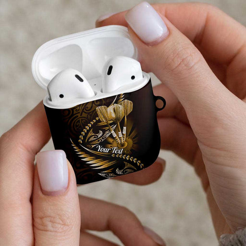 Personalised All Gold New Zealand Darts AirPods Case Aoteroa Fern Maori Galaxy Style - Aussie Hoodie