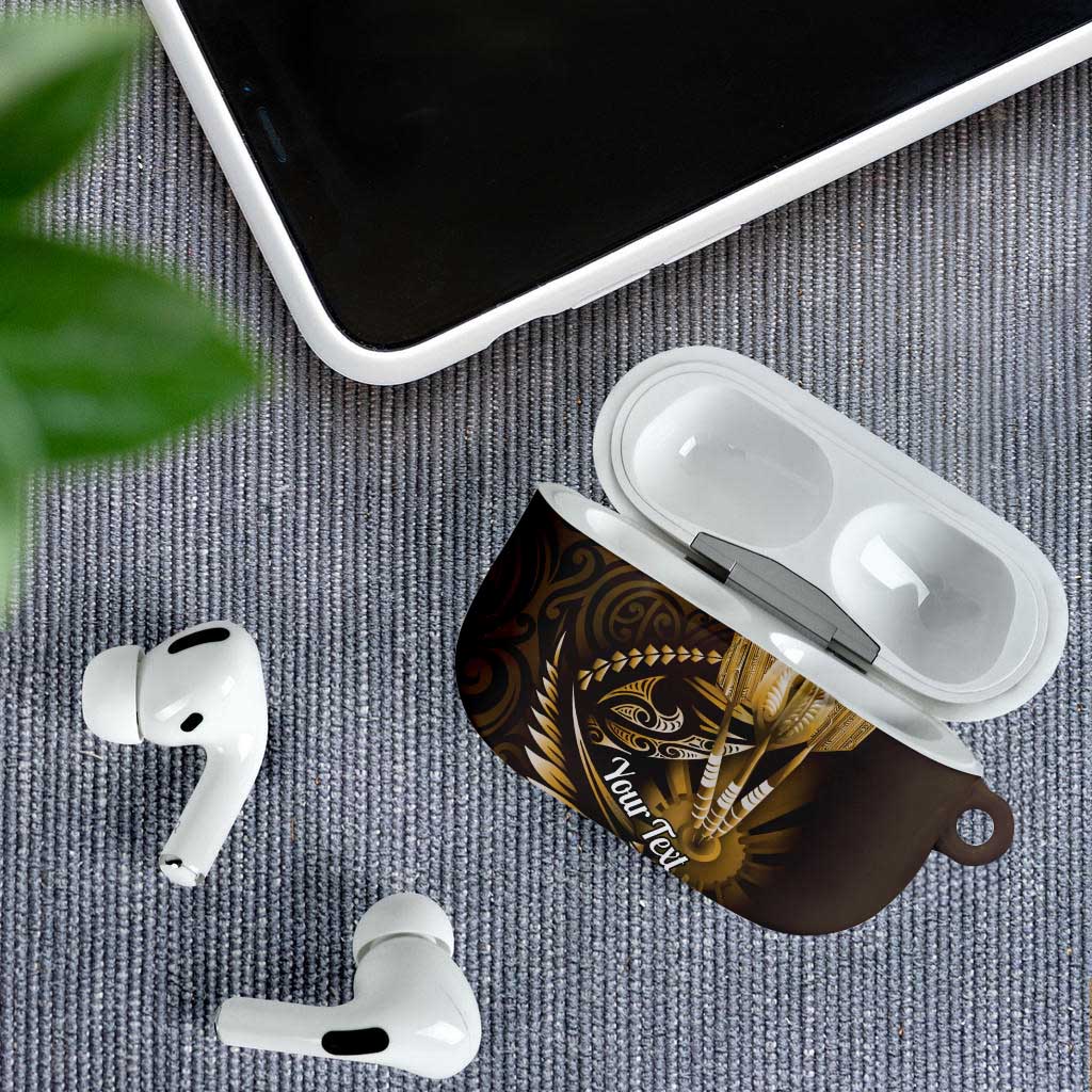 Personalised All Gold New Zealand Darts AirPods Case Aoteroa Fern Maori Galaxy Style - Aussie Hoodie