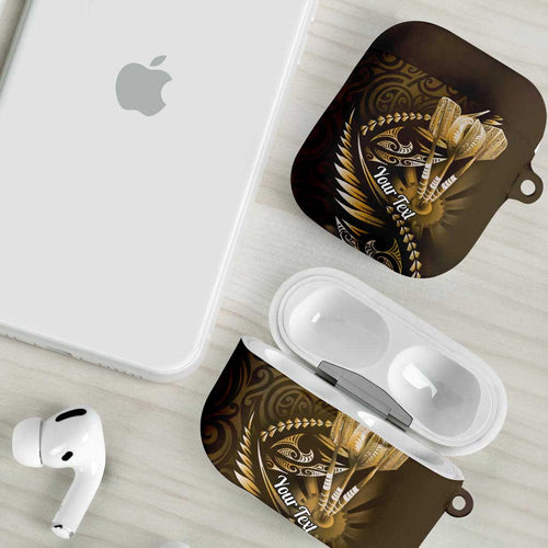 Personalised All Gold New Zealand Darts AirPods Case Aoteroa Fern Maori Galaxy Style - Aussie Hoodie