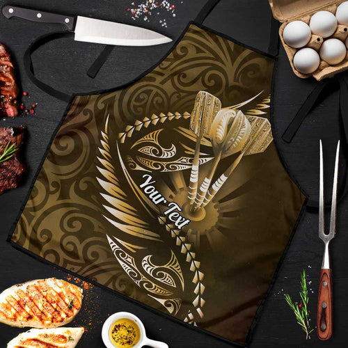 Personalised All Gold New Zealand Darts Apron Aoteroa Fern Maori Galaxy Style - Aussie Hoodie