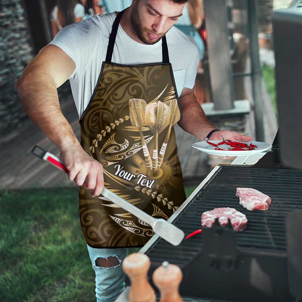 Personalised All Gold New Zealand Darts Apron Aoteroa Fern Maori Galaxy Style - Aussie Hoodie