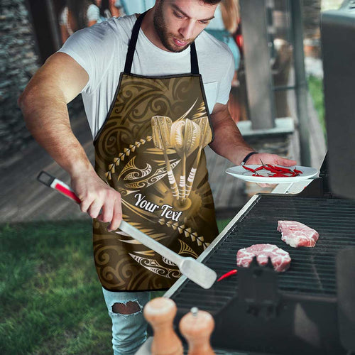 Personalised All Gold New Zealand Darts Apron Aoteroa Fern Maori Galaxy Style - Aussie Hoodie