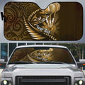 Personalised All Gold New Zealand Darts Auto Sun Shade Aoteroa Fern Maori Galaxy Style - Aussie Hoodie
