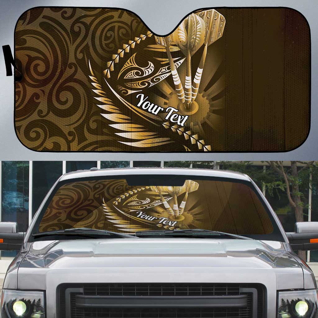 Personalised All Gold New Zealand Darts Auto Sun Shade Aoteroa Fern Maori Galaxy Style - Aussie Hoodie