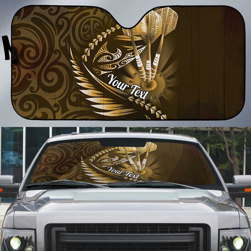 Personalised All Gold New Zealand Darts Auto Sun Shade Aoteroa Fern Maori Galaxy Style - Aussie Hoodie