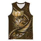 Personalised All Gold New Zealand Darts Basketball Jersey Aoteroa Fern Maori Galaxy Style - Aussie Hoodie