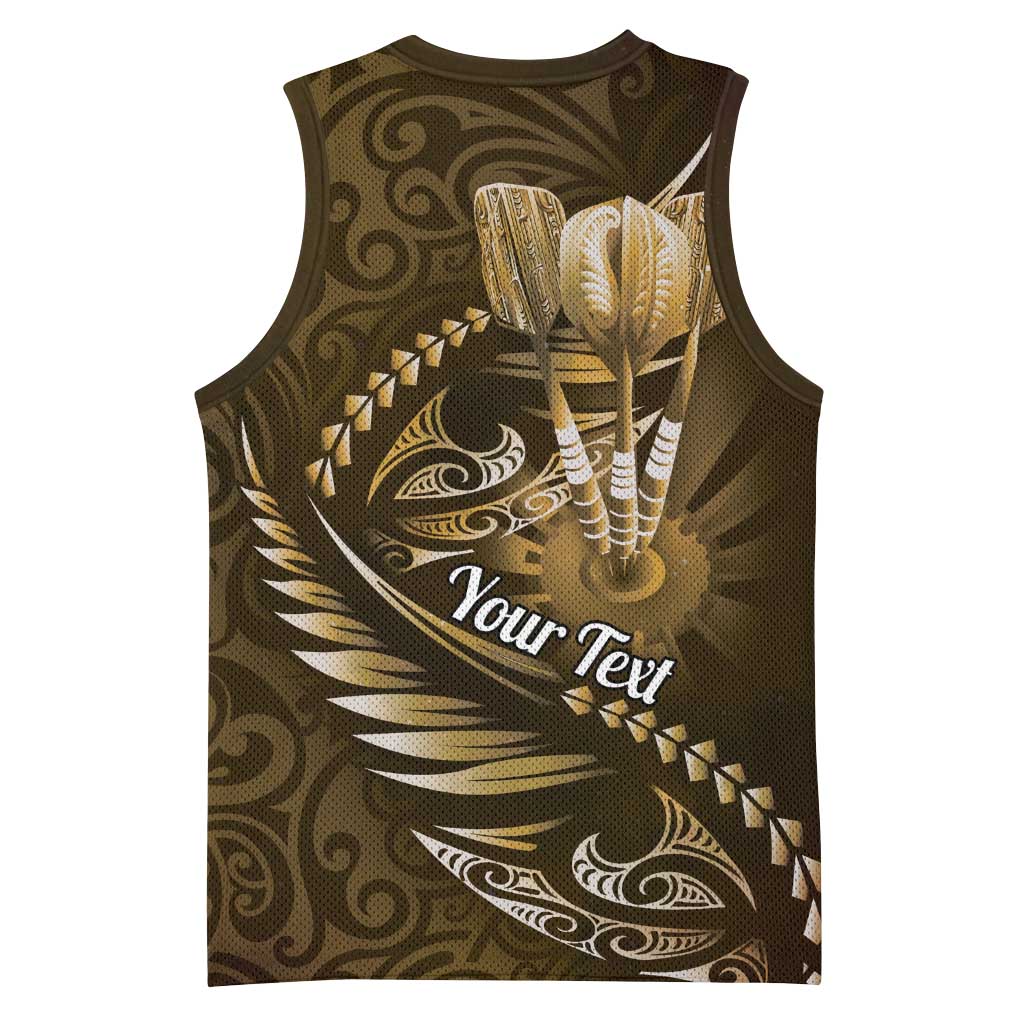 Personalised All Gold New Zealand Darts Basketball Jersey Aoteroa Fern Maori Galaxy Style - Aussie Hoodie