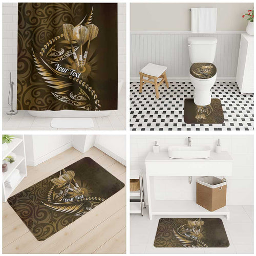 Personalised All Gold New Zealand Darts Bathroom Set Aoteroa Fern Maori Galaxy Style - Aussie Hoodie