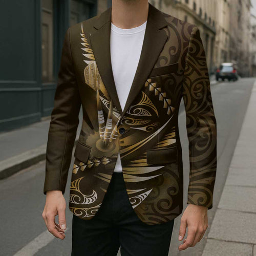 Personalised All Gold New Zealand Darts Blazer Aoteroa Fern Maori Galaxy Style - Aussie Hoodie