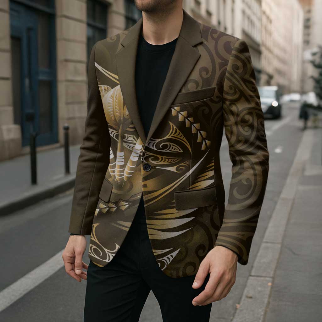 Personalised All Gold New Zealand Darts Blazer Aoteroa Fern Maori Galaxy Style - Aussie Hoodie