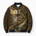 Personalised All Gold New Zealand Darts Bomber Puffer Jacket Aoteroa Fern Maori Galaxy Style - Aussie Hoodie