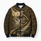 Personalised All Gold New Zealand Darts Bomber Puffer Jacket Aoteroa Fern Maori Galaxy Style - Aussie Hoodie