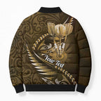 Personalised All Gold New Zealand Darts Bomber Puffer Jacket Aoteroa Fern Maori Galaxy Style - Aussie Hoodie
