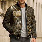 Personalised All Gold New Zealand Darts Bomber Puffer Jacket Aoteroa Fern Maori Galaxy Style - Aussie Hoodie
