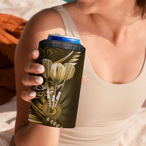 All Gold New Zealand Darts 4 in 1 Can Cooler Tumbler Aoteroa Fern Maori Galaxy Style