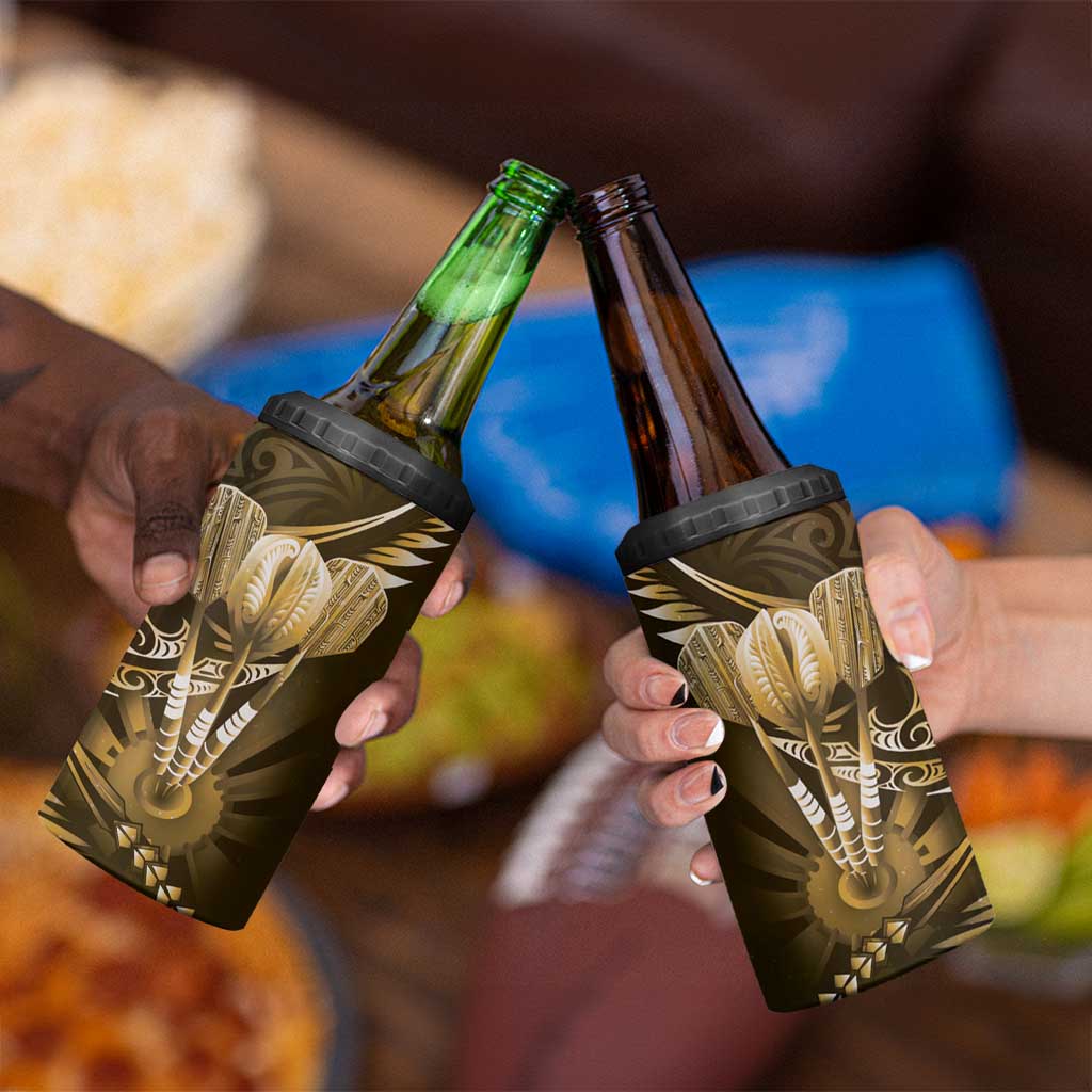 All Gold New Zealand Darts 4 in 1 Can Cooler Tumbler Aoteroa Fern Maori Galaxy Style