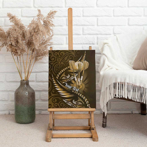 Personalised All Gold New Zealand Darts Canvas Wall Art Aoteroa Fern Maori Galaxy Style