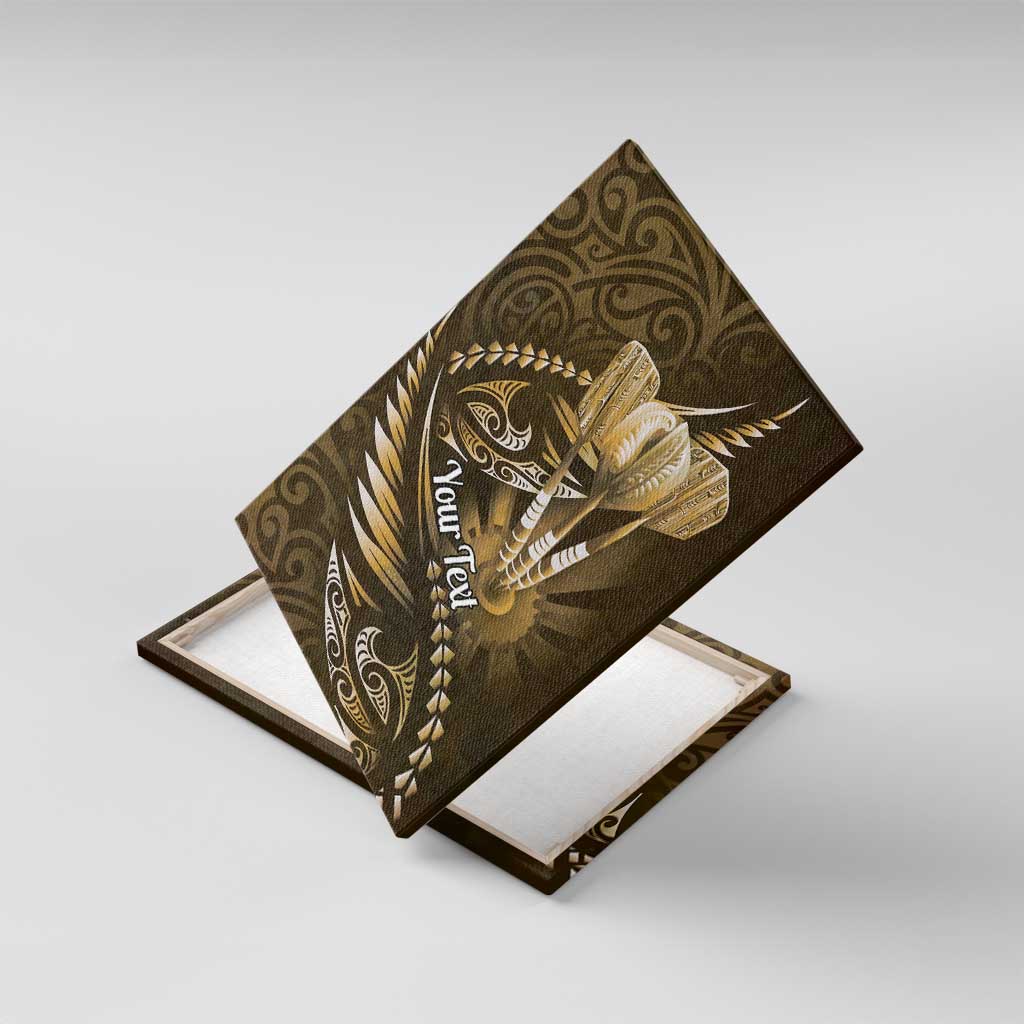 Personalised All Gold New Zealand Darts Canvas Wall Art Aoteroa Fern Maori Galaxy Style
