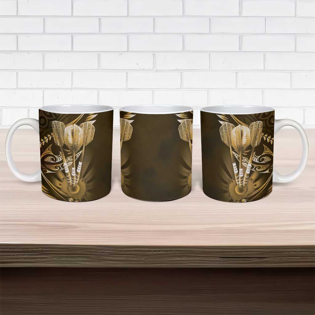 All Gold New Zealand Darts Ceramic Mug Aoteroa Fern Maori Galaxy Style - Aussie Hoodie