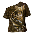 Personalised All Gold New Zealand Darts Cross Shoulder Shirt Aoteroa Fern Maori Galaxy Style - Aussie Hoodie