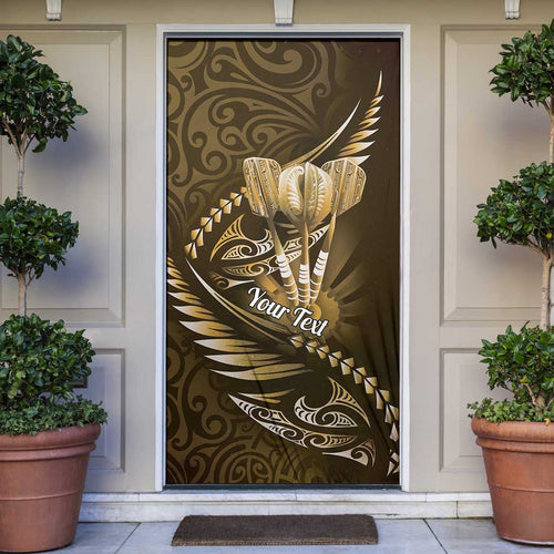 Personalised All Gold New Zealand Darts Door Cover Aoteroa Fern Maori Galaxy Style - Aussie Hoodie