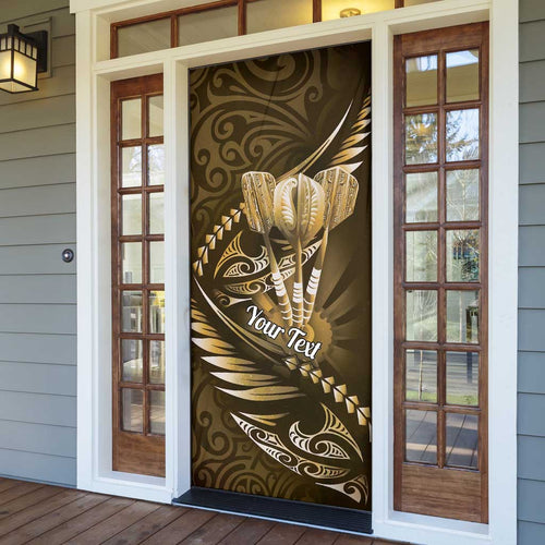 Personalised All Gold New Zealand Darts Door Cover Aoteroa Fern Maori Galaxy Style - Aussie Hoodie