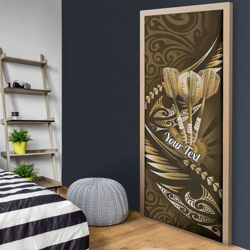 Personalised All Gold New Zealand Darts Door Cover Aoteroa Fern Maori Galaxy Style - Aussie Hoodie