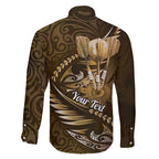 Personalised All Gold New Zealand Darts Family Matching Short Sleeve Bodycon Dress and Hawaiian Shirt Aoteroa Fern Maori Galaxy Style
