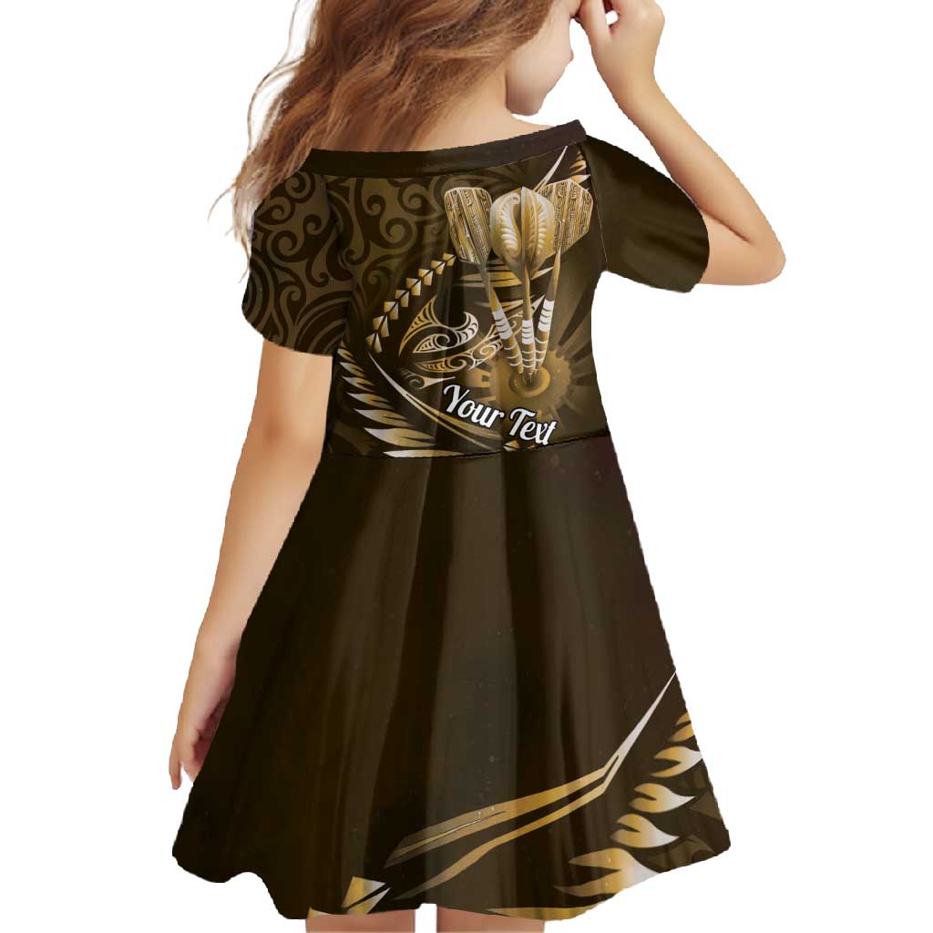 Personalised All Gold New Zealand Darts Family Matching Summer Maxi Dress and Hawaiian Shirt Aoteroa Fern Maori Galaxy Style