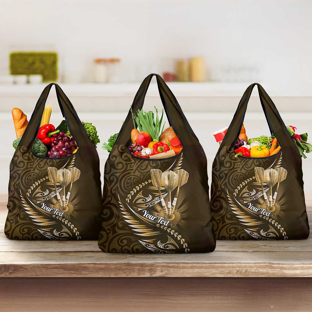 Personalised All Gold New Zealand Darts Grocery Bag Aoteroa Fern Maori Galaxy Style
