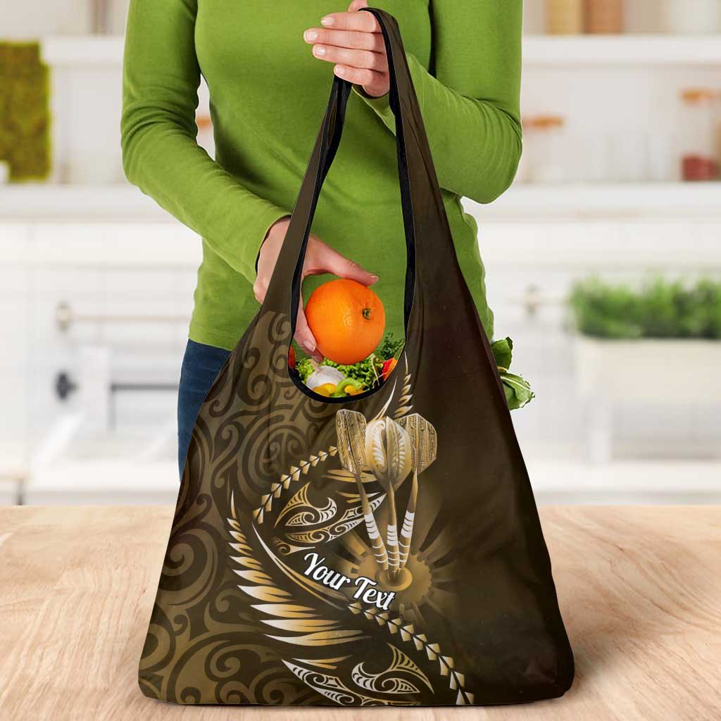 Personalised All Gold New Zealand Darts Grocery Bag Aoteroa Fern Maori Galaxy Style