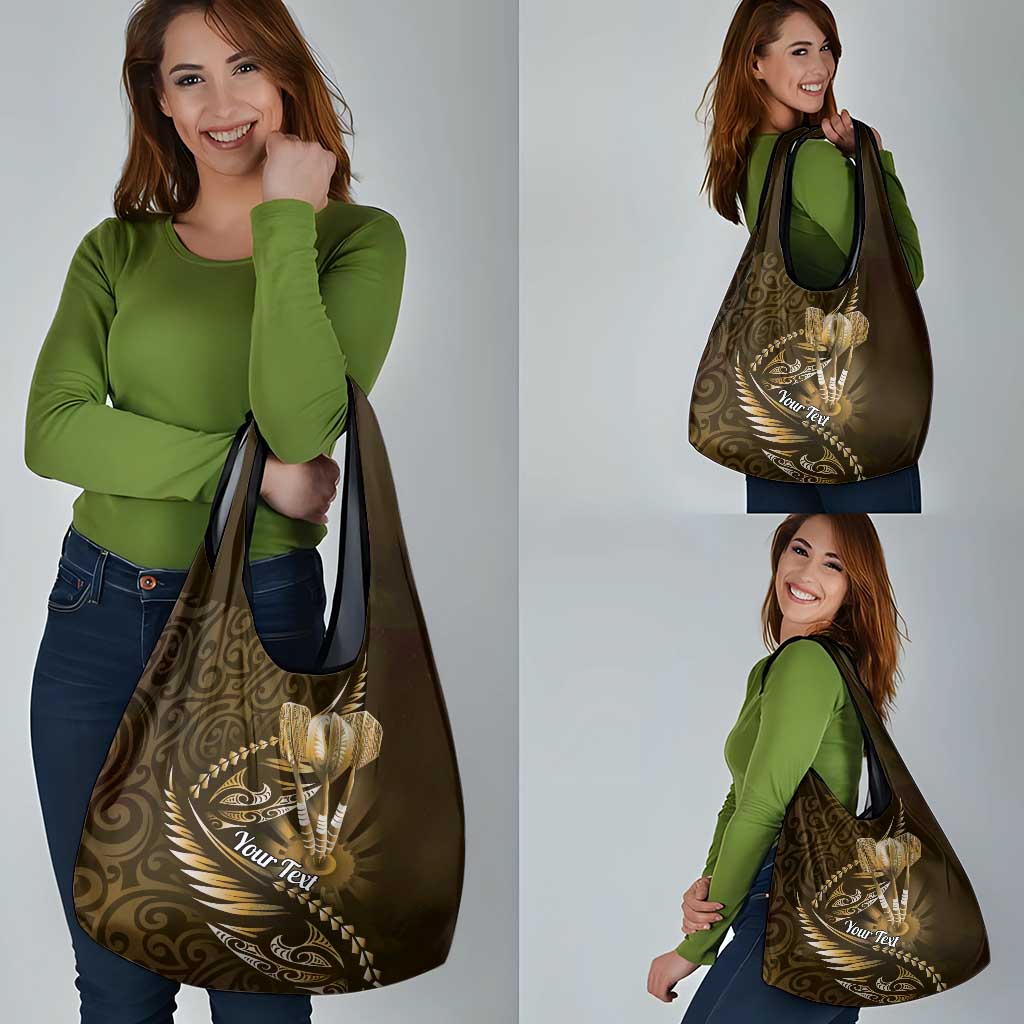 Personalised All Gold New Zealand Darts Grocery Bag Aoteroa Fern Maori Galaxy Style