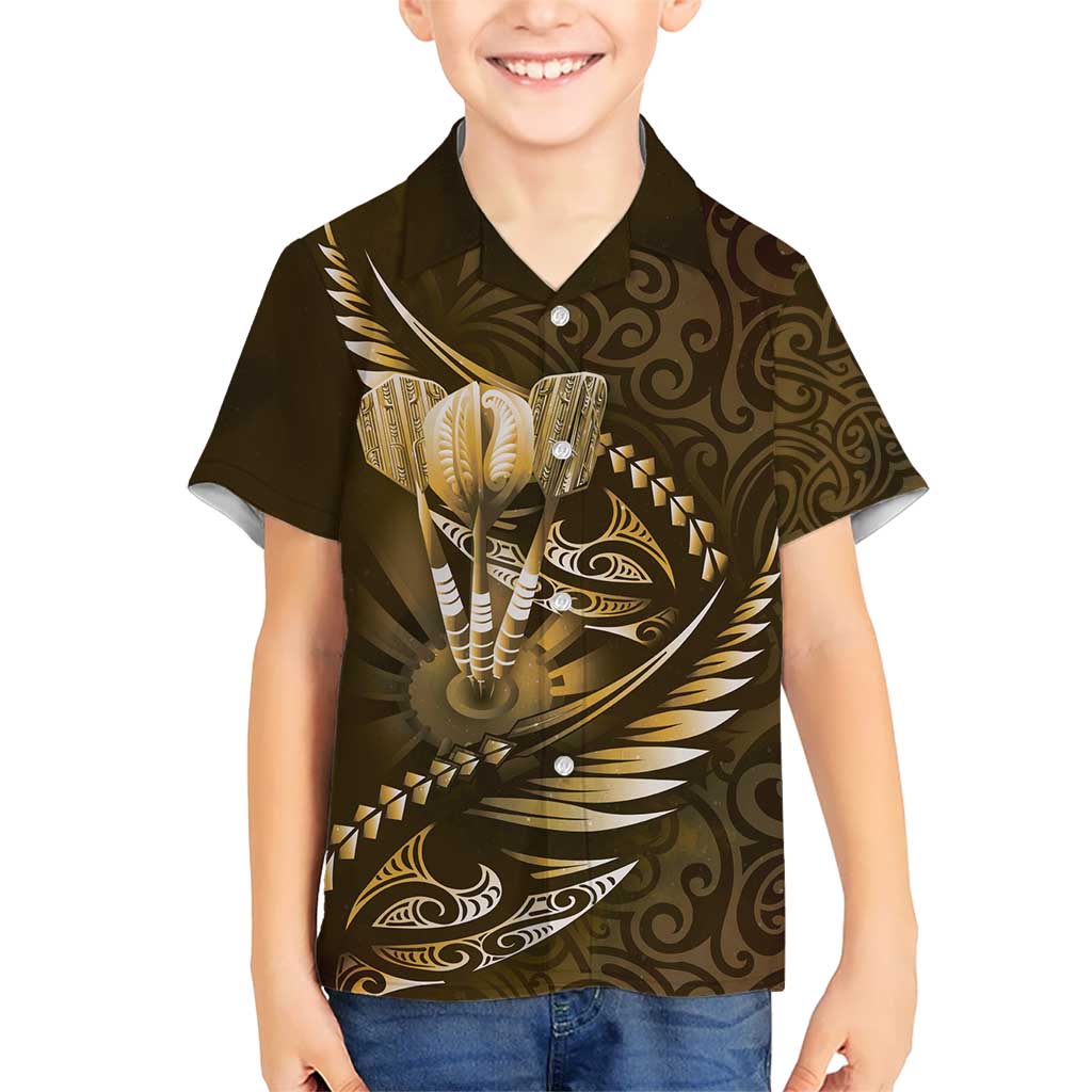Personalised All Gold New Zealand Darts Hawaiian Shirt Aoteroa Fern Maori Galaxy Style