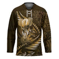 Personalised All Gold New Zealand Darts Hockey Jersey Aoteroa Fern Maori Galaxy Style - Aussie Hoodie
