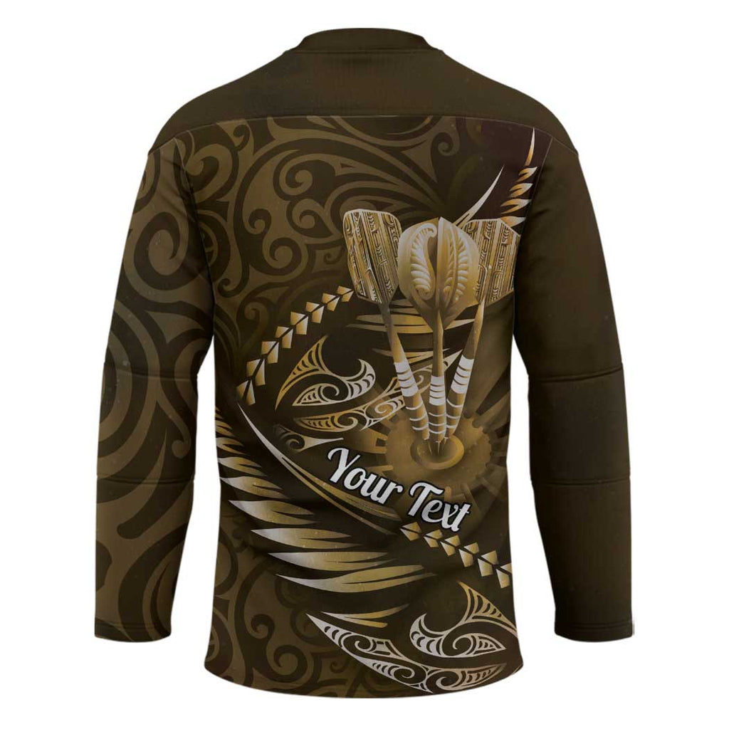 Personalised All Gold New Zealand Darts Hockey Jersey Aoteroa Fern Maori Galaxy Style - Aussie Hoodie