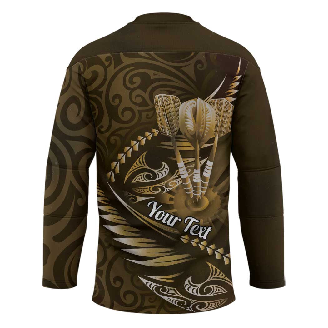 Personalised All Gold New Zealand Darts Hockey Jersey Aoteroa Fern Maori Galaxy Style - Aussie Hoodie