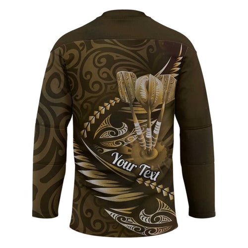 Personalised All Gold New Zealand Darts Hockey Jersey Aoteroa Fern Maori Galaxy Style - Aussie Hoodie