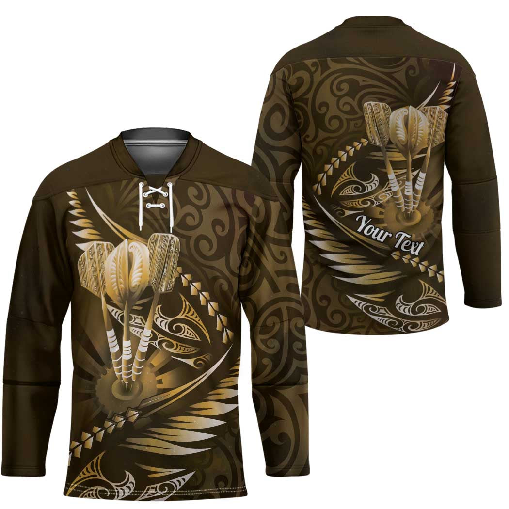 Personalised All Gold New Zealand Darts Hockey Jersey Aoteroa Fern Maori Galaxy Style - Aussie Hoodie