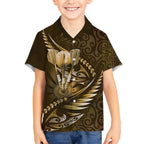 Personalised All Gold New Zealand Darts Kid Hawaiian Shirt Aoteroa Fern Maori Galaxy Style