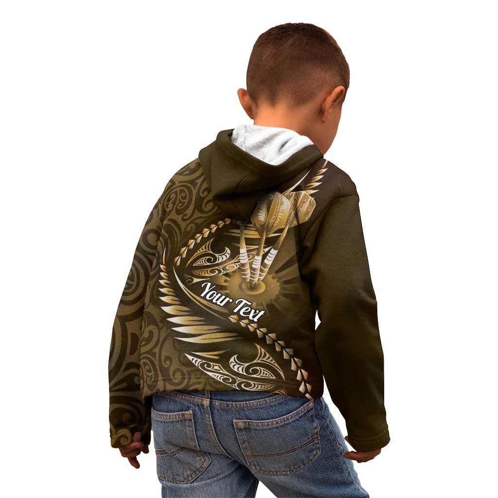 Personalised All Gold New Zealand Darts Kid Hoodie Aoteroa Fern Maori Galaxy Style