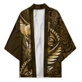Personalised All Gold New Zealand Darts Kimono Aoteroa Fern Maori Galaxy Style - Aussie Hoodie