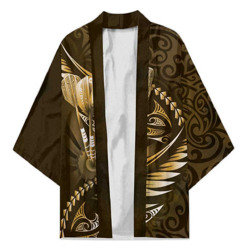 Personalised All Gold New Zealand Darts Kimono Aoteroa Fern Maori Galaxy Style - Aussie Hoodie