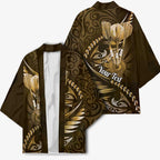 Personalised All Gold New Zealand Darts Kimono Aoteroa Fern Maori Galaxy Style - Aussie Hoodie