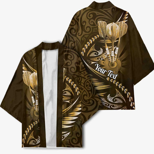 Personalised All Gold New Zealand Darts Kimono Aoteroa Fern Maori Galaxy Style - Aussie Hoodie
