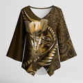 Personalised All Gold New Zealand Darts Kimono Sleeve Blouse Aoteroa Fern Maori Galaxy Style - Aussie Hoodie