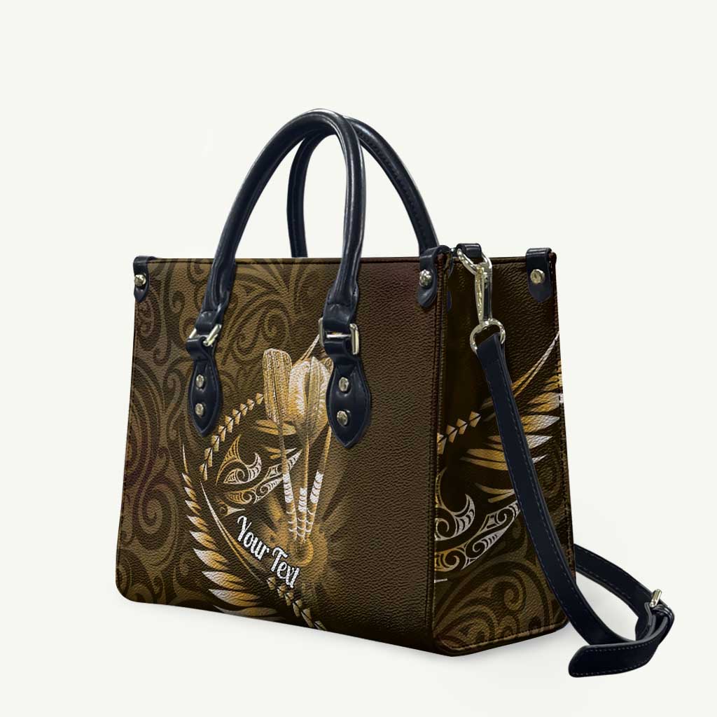 Personalised All Gold New Zealand Darts Leather Bag Aoteroa Fern Maori Galaxy Style - Aussie Hoodie