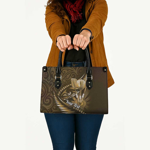 Personalised All Gold New Zealand Darts Leather Bag Aoteroa Fern Maori Galaxy Style - Aussie Hoodie